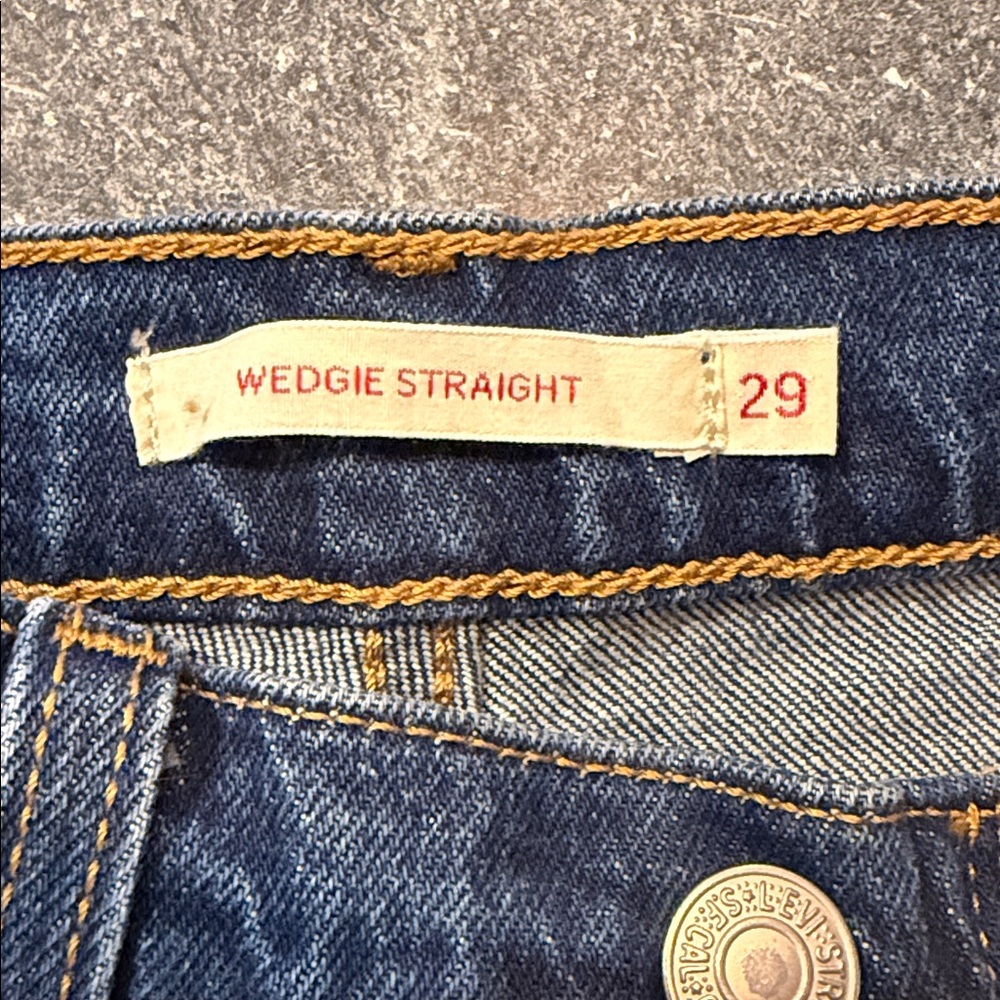 Levi's Dark Blue Wedgie Straight Cropped Jeans